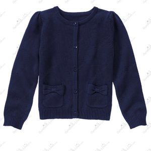 NWOT Gymboree Girl’s Navy Blue Bow Cardigan Sz 3/4